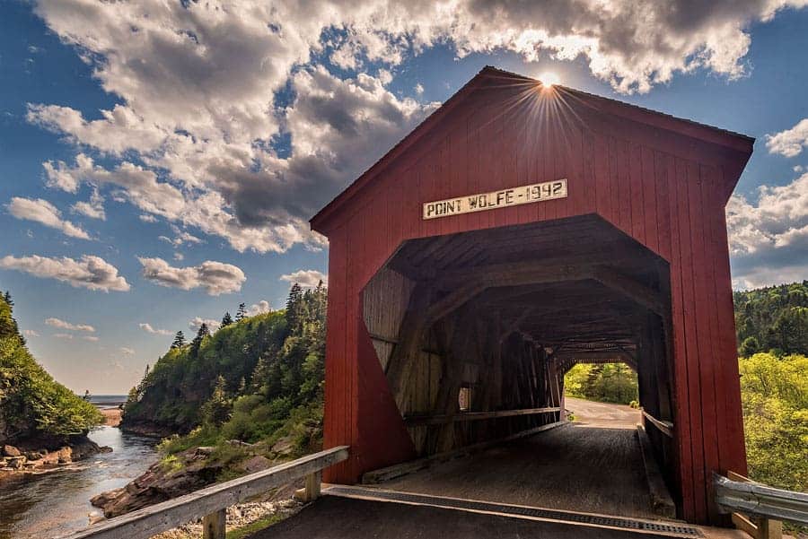 A photo of the covered bridge at Wolfe Point in Fundy National Park, New Brunswick.
