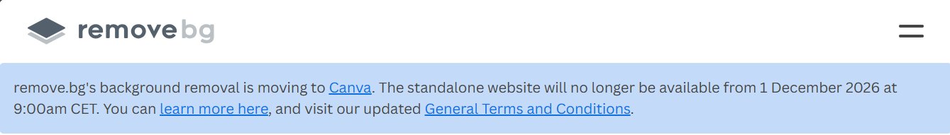 remove.bg notice about moving to Canva