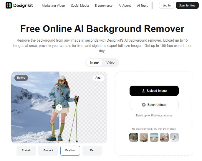 Designkit free online AI background remover