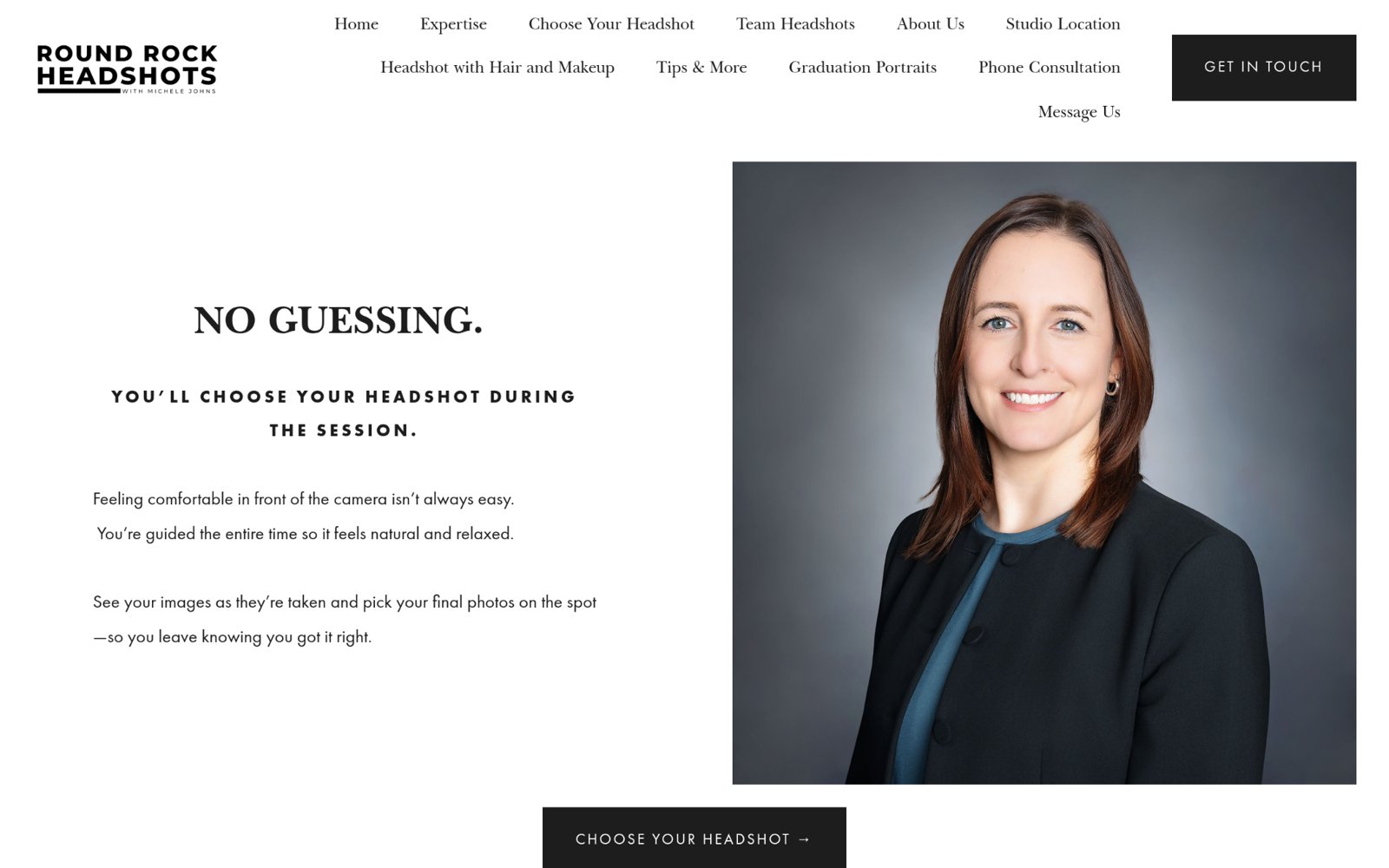 Round Rock Headshots website screenshot